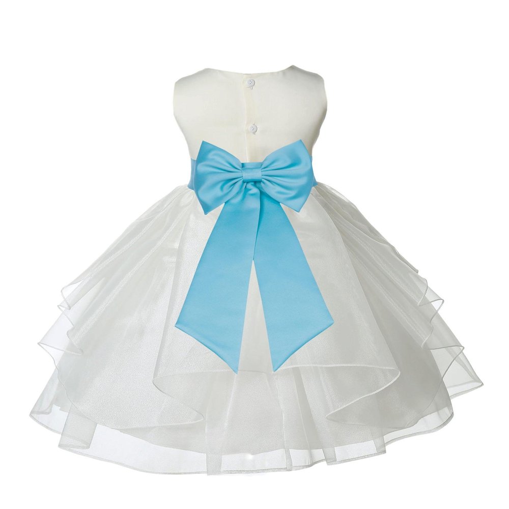Wedding Pageant Ivory Shimmering Organza Flower Girl Dress with Tiebow 4613T 2