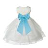 Wedding Pageant Ivory Shimmering Organza Flower Girl Dress with Tiebow 4613T 2 view 1