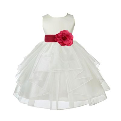 Wedding Pageant Ivory Shimmering Organza Flower Girl Dress 4613S 4