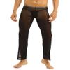 YiZYiF Men's Mesh Long Pants Bottoms Underwear Casual Wear Homewear Gym Trousers Black Small view 1