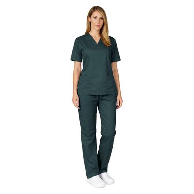 M&M SCRUBS Women Scrub Set Medical Scrub Top and Pants XS Hunter Green