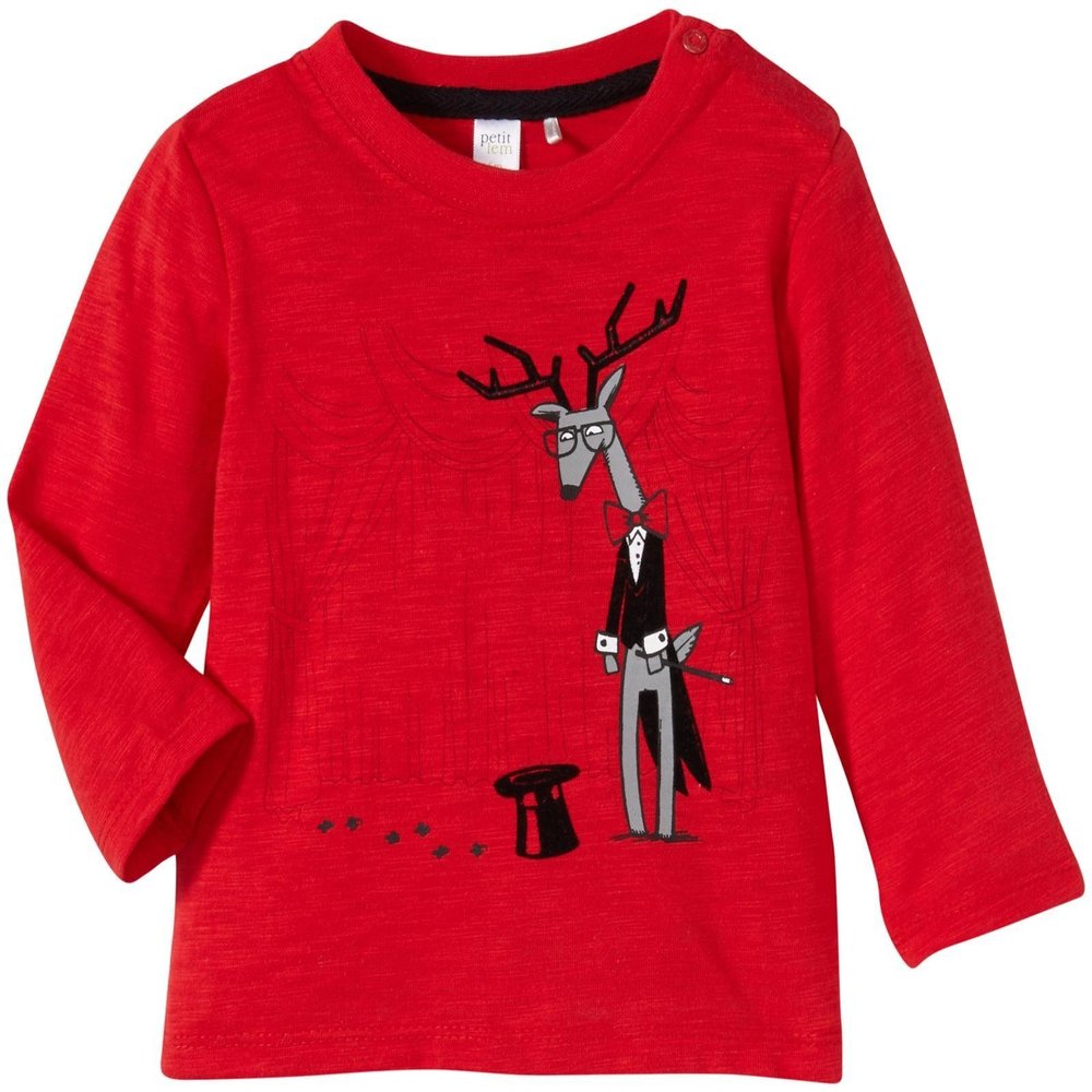 Petit Lem Baby Boys' Holiday Magic Top -Red-18 Months