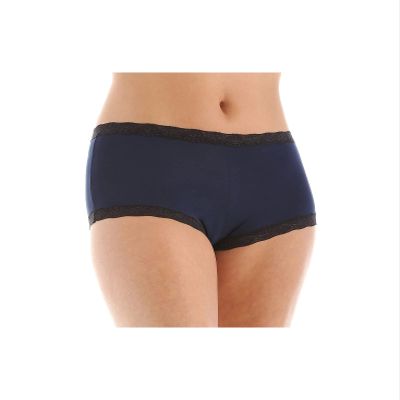 Maidenform womens Dream Cotton With Lace boy shorts panties, Navy/Black, Small US