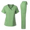 Dagacci Medical Uniform Scrubs for Women Set  Natural Stretch Contrast Binding Top and Pants Sets for Women  9 Pockets (X-Small, Apple Green) view 1
