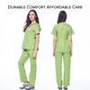 Dagacci Medical Uniform Scrubs for Women Set  Natural Stretch Contrast Binding Top and Pants Sets for Women  9 Pockets (X-Small, Apple Green) view 2
