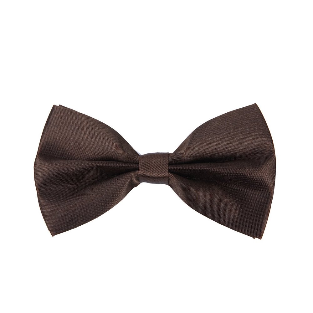 Premium Classic Solid Color Adjustable Tuxedo Neck Bowtie Bow Tie, Brown
