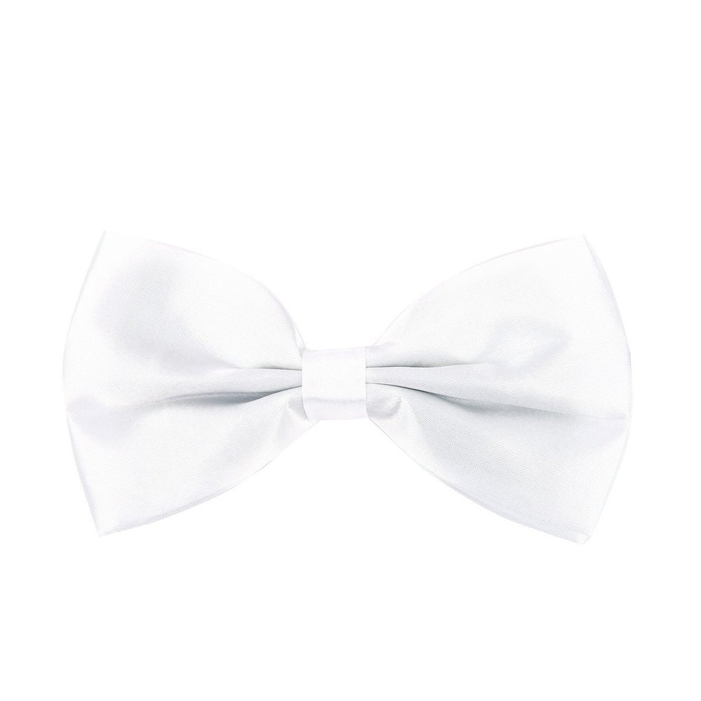 Premium Classic Solid Color Adjustable Tuxedo Neck Bowtie Bow Tie, White