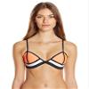 Bra Society Women's Chloe Triangle Shape Mesh Bikini Top, Orange, Small view 1
