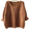 ARJOSA Women's Fall Sweaters Pullover Oversized Crew Neck Long Sleeve Knit Sweater Tunic Tops (Large, Brown) view 1