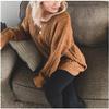 ARJOSA Women's Fall Sweaters Pullover Oversized Crew Neck Long Sleeve Knit Sweater Tunic Tops (Large, Brown) view 2