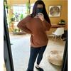 ARJOSA Women's Fall Sweaters Pullover Oversized Crew Neck Long Sleeve Knit Sweater Tunic Tops (Large, Brown) view 3