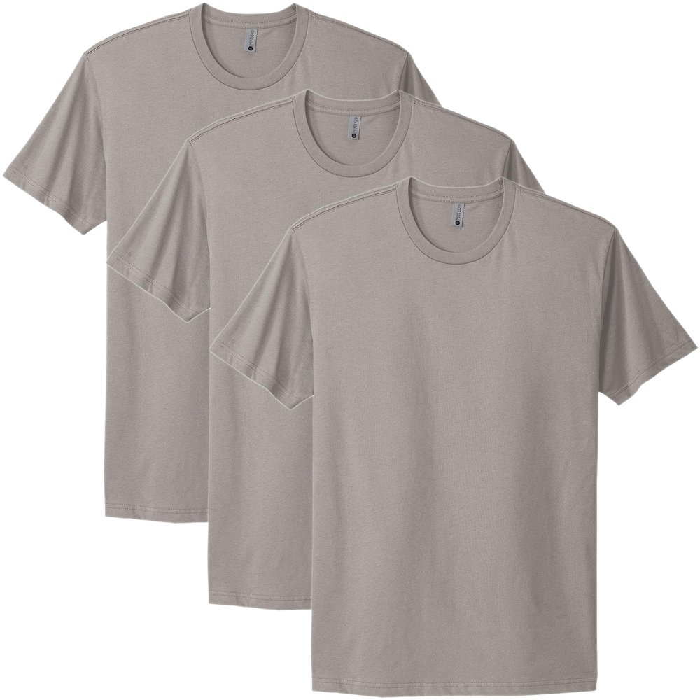 Next Level NL3600 100% Cotton Premium Fitted Short Sleeve Crew Light Grey Medium (3 Pack)