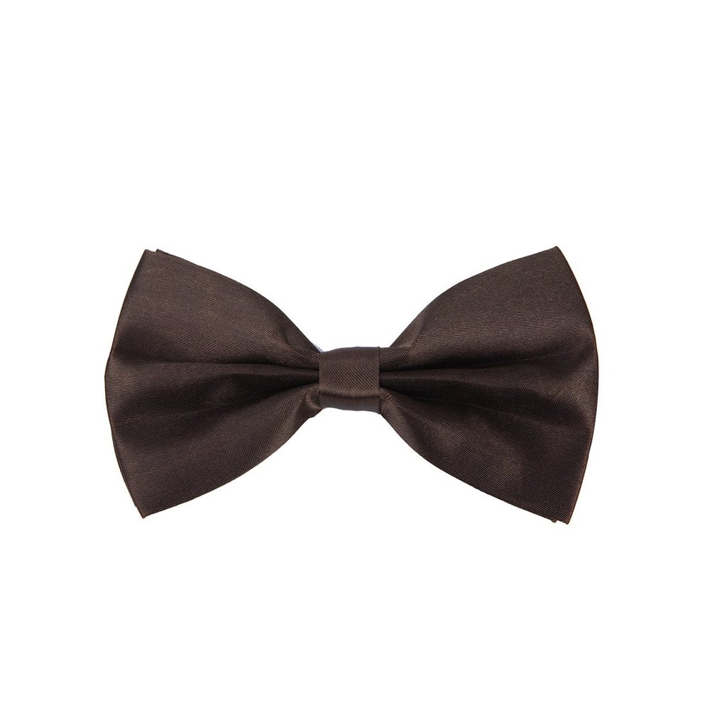 Kids Small Solid Color Adjustable Tuxedo Neck Bowtie Bow Tie, Brown