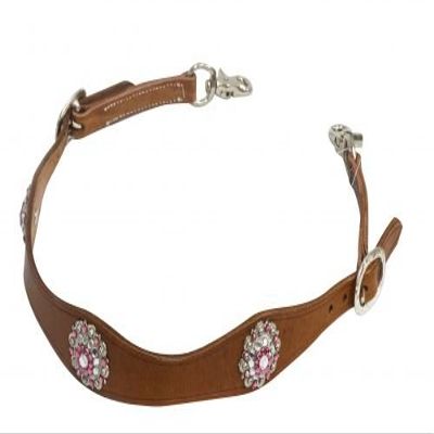 Showman Wide Wither Strap with Pink Crystal Concho Studs