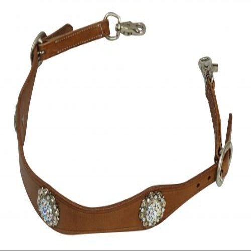 Showman Wide Wither Strap with White Crystal Concho Studs