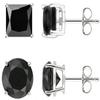 FANTOM Sterling Silver Round and Princess 2 Pairs of Black Stone Cz Earrings 2.00 Carat Total Weight 1.00 Carat Each Stone view 1