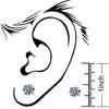 FANTOM Sterling Silver Round and Princess 2 Pairs of Black Stone Cz Earrings 2.00 Carat Total Weight 1.00 Carat Each Stone view 3