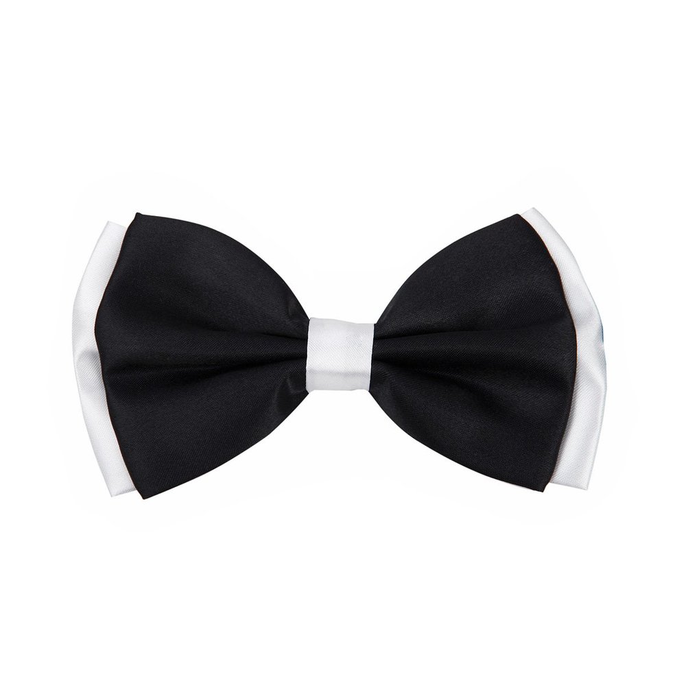 Premium Men's 2-Tone Adjustable Tuxedo Neck Bowtie Bow Tie, Black