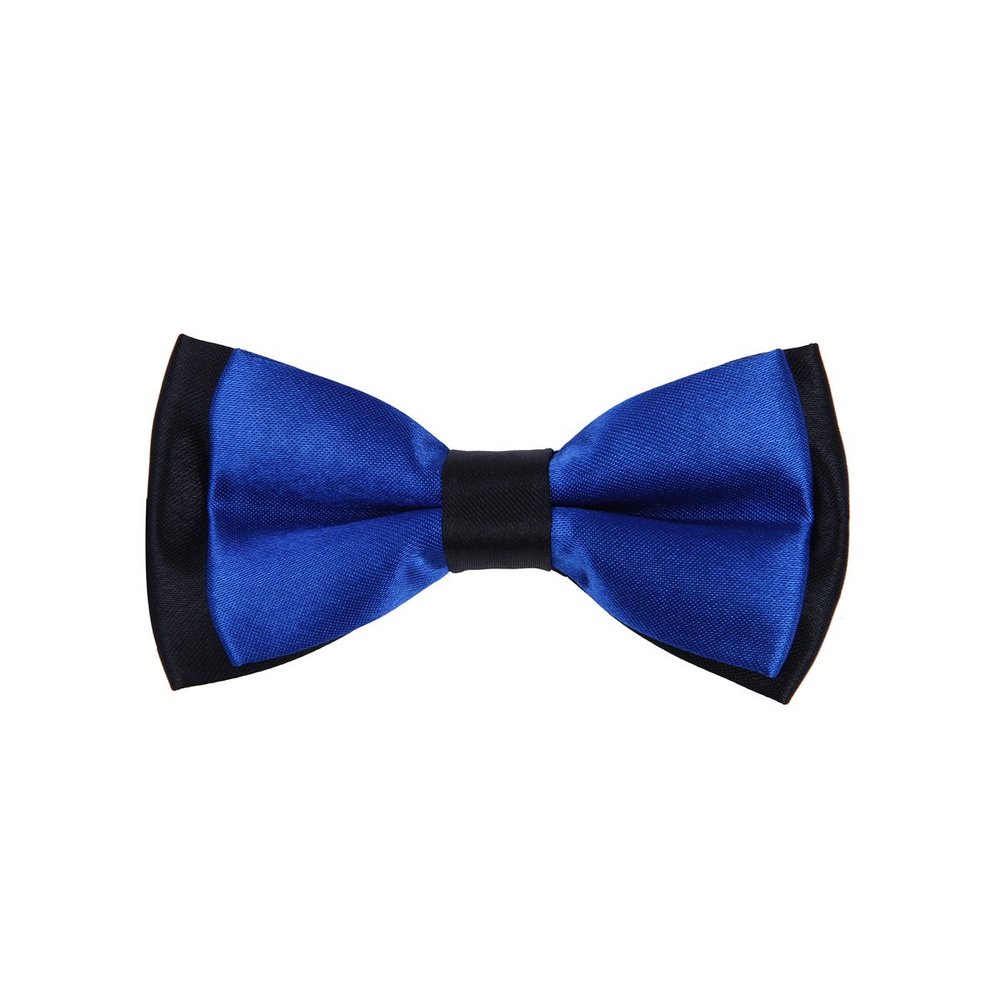 Kids Small 2-Tone Adjustable Tuxedo Neck Bowtie Bow Tie, Blue