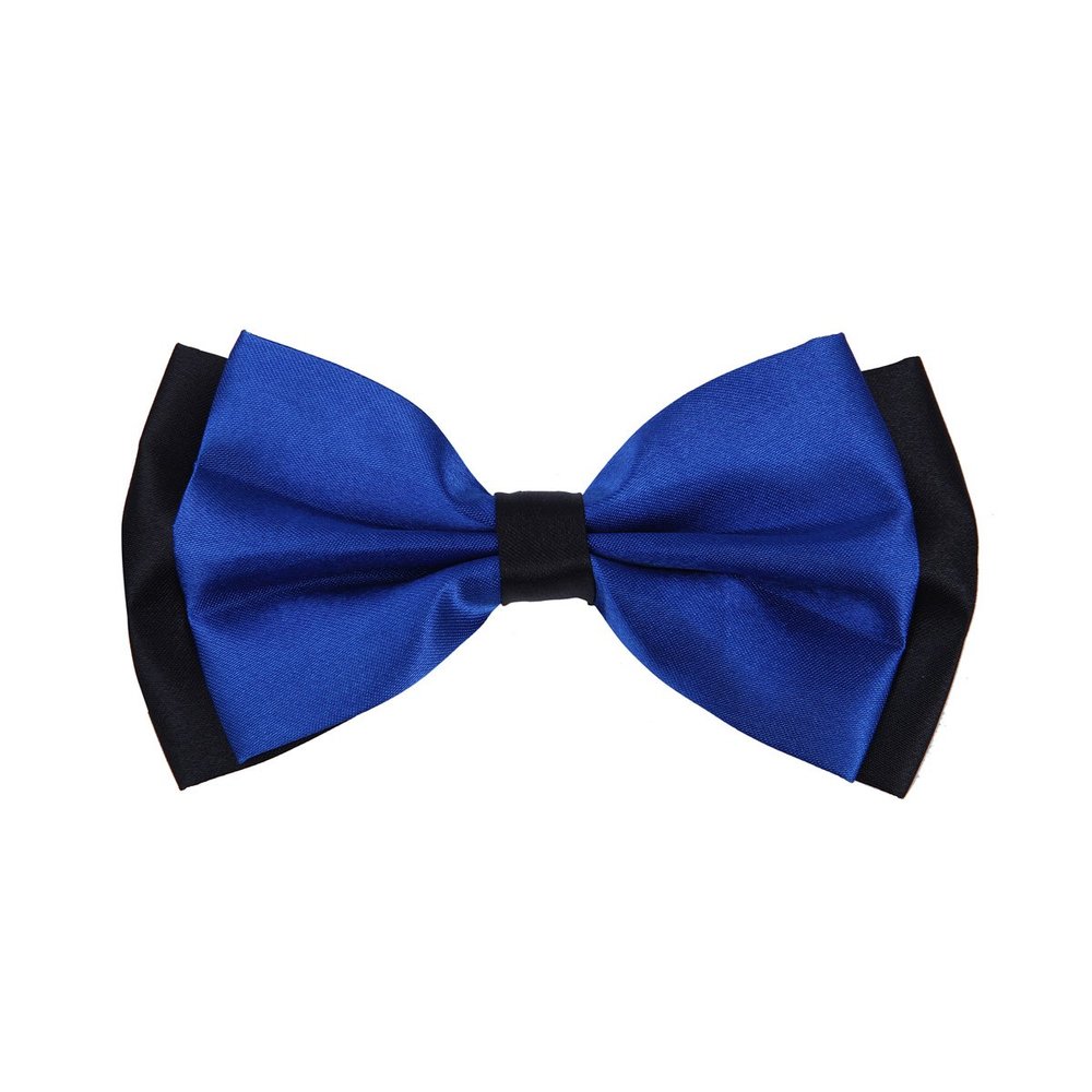 Premium Men's 2-Tone Adjustable Tuxedo Neck Bowtie Bow Tie, Blue