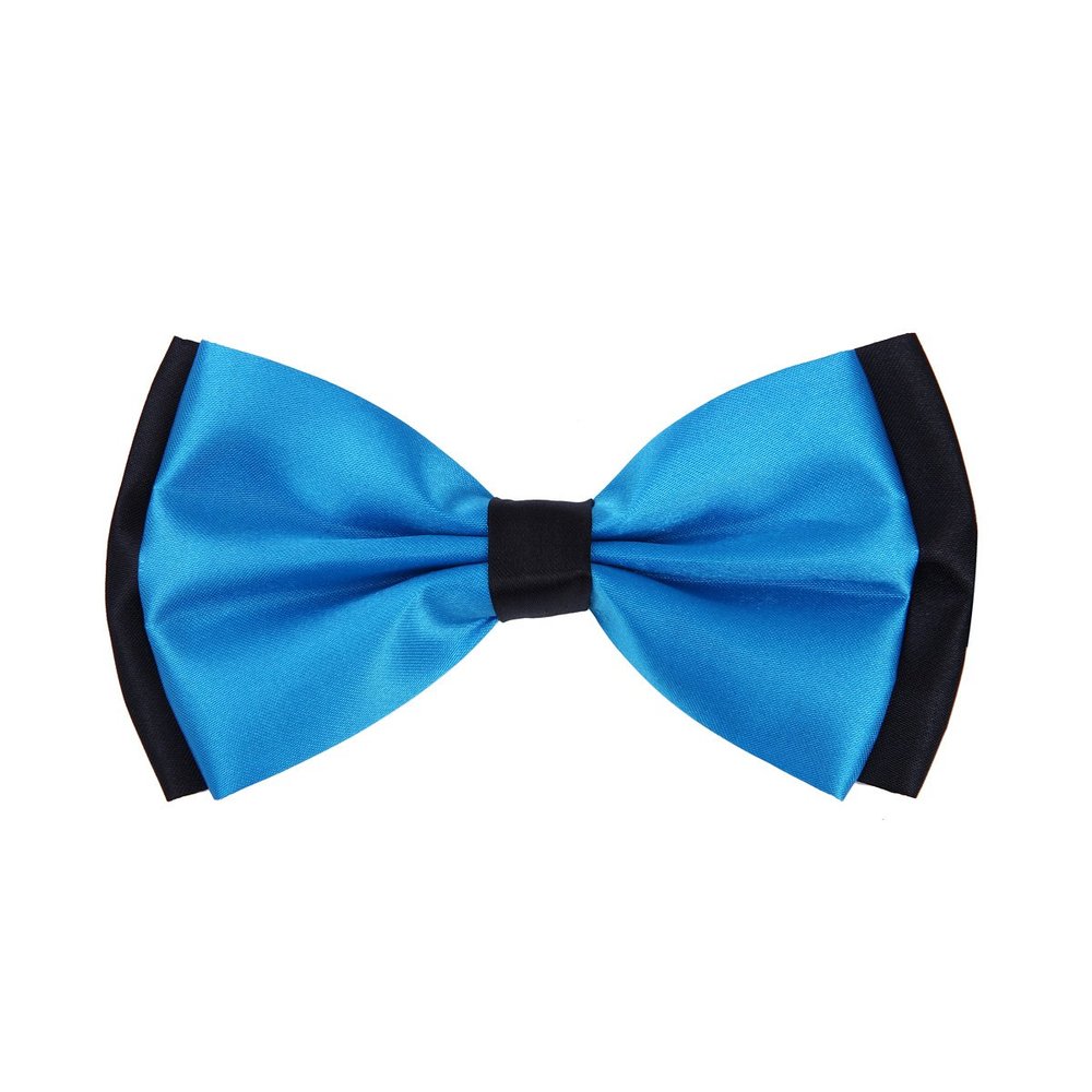 Premium Men's 2-Tone Adjustable Tuxedo Neck Bowtie Bow Tie, Light Blue