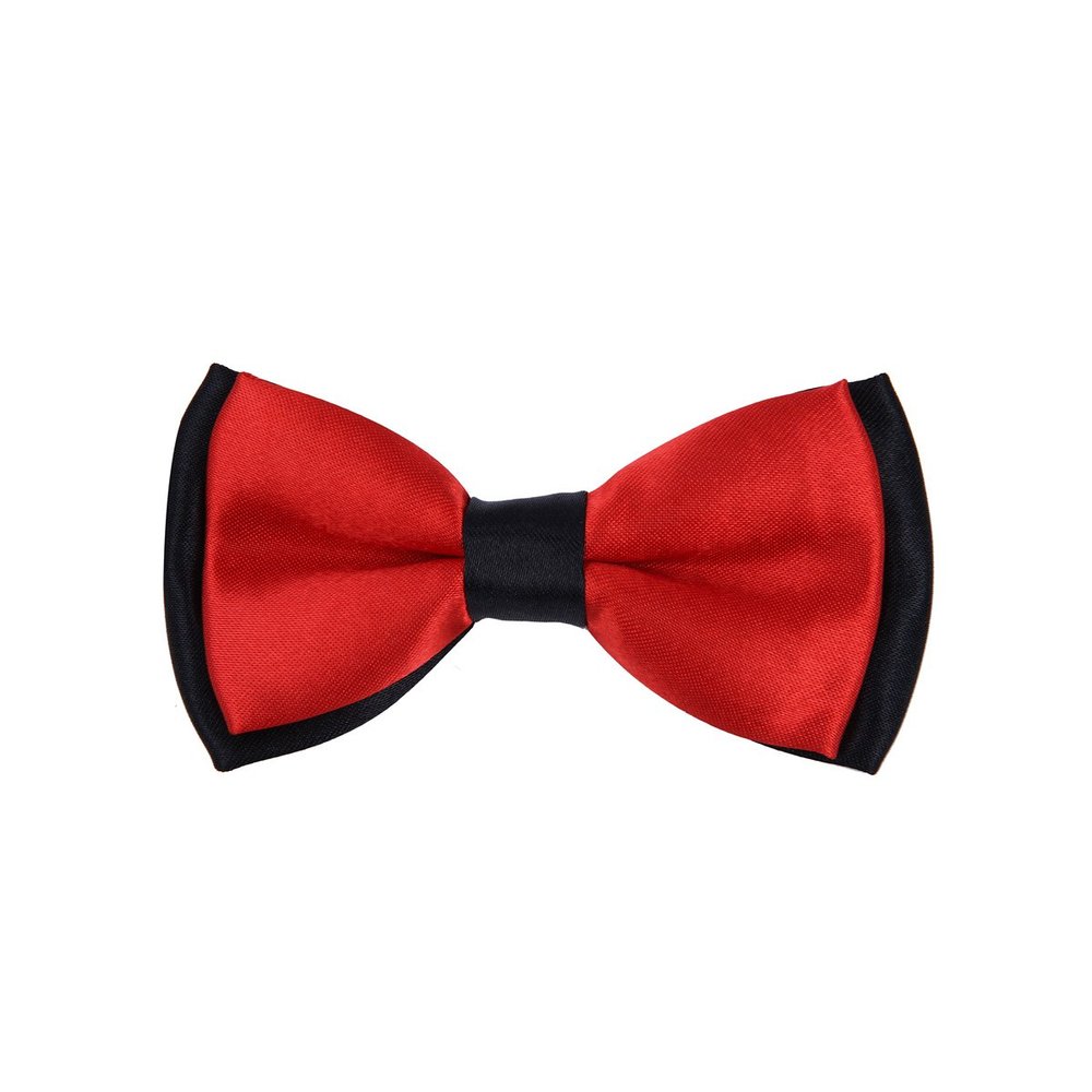 Kids Small 2-Tone Adjustable Tuxedo Neck Bowtie Bow Tie, Red