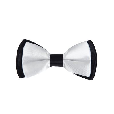 Kids Small 2-Tone Adjustable Tuxedo Neck Bowtie Bow Tie, White