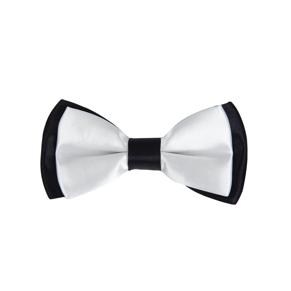 Kids Small 2-Tone Adjustable Tuxedo Neck Bowtie Bow Tie, White