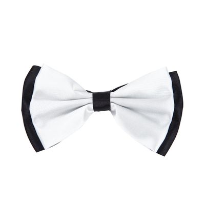 Premium Men's 2-Tone Adjustable Tuxedo Neck Bowtie Bow Tie, White