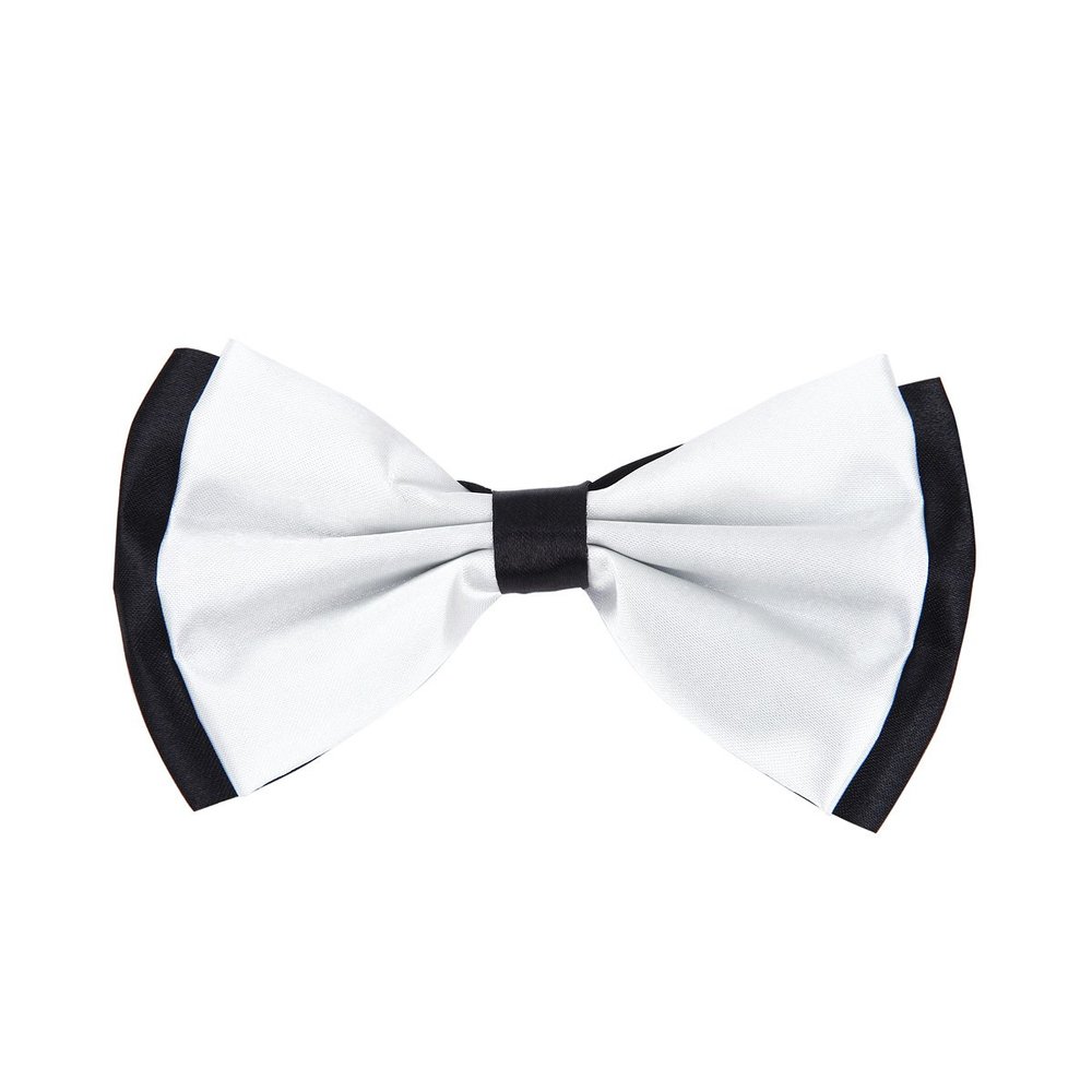 Premium Men's 2-Tone Adjustable Tuxedo Neck Bowtie Bow Tie, White
