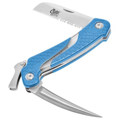 CUDA Marlin Spike Saltwater Corrosion Resistant Fishing Lockable Folding Knife with Partially Serrated Blade & Non-Slip Scale Pattern Grip