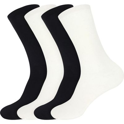 BambooMN Men's Rayon from Bamboo Classic Casual Crew Dress Socks - Assortment 92-4 Pairs - Size 6-10