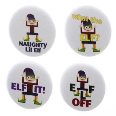 A&T Designs Set 4 Rude Elfs 2.25" Keychains Naughty Elf Off Funny Humor Quotes