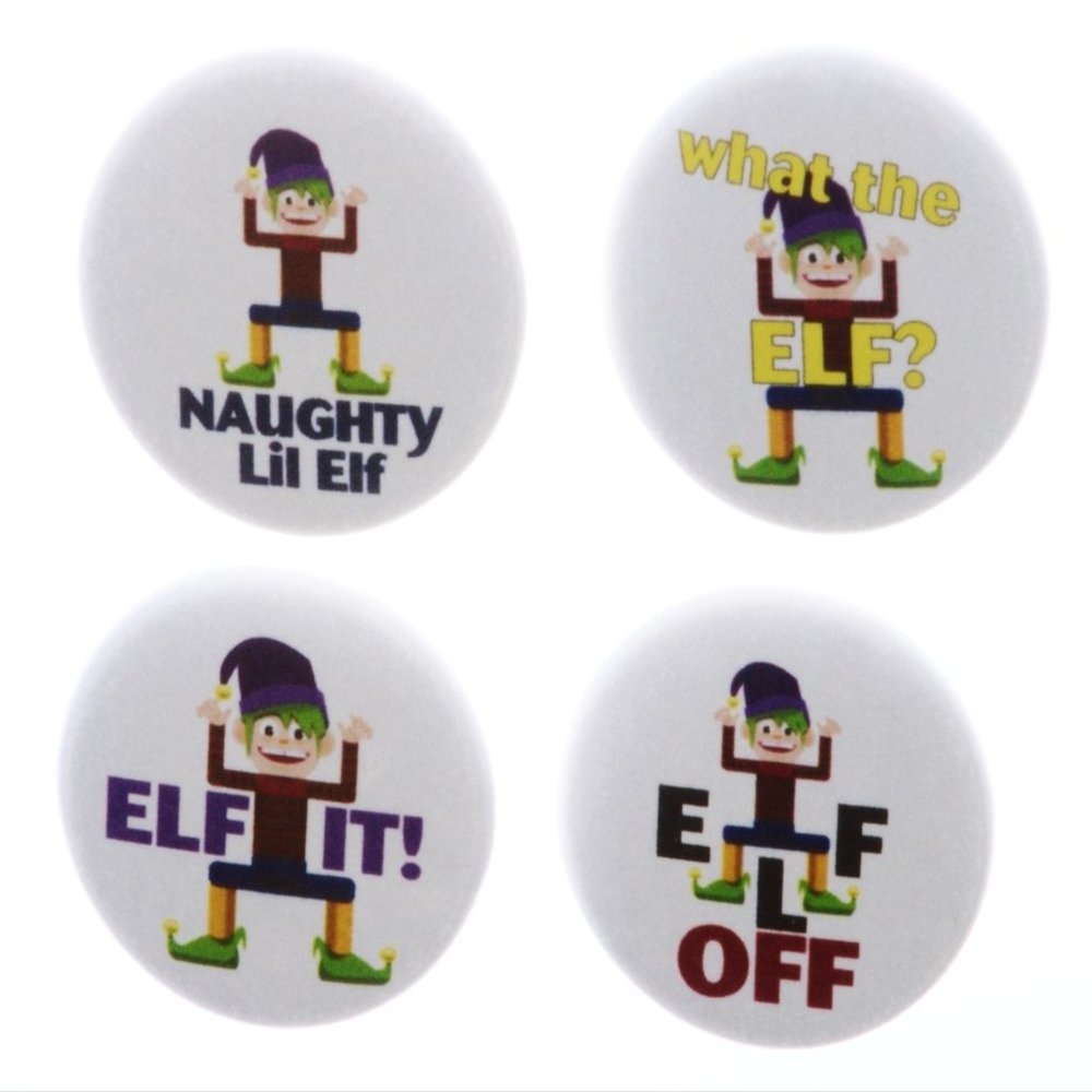 A&T Designs Set 4 Rude Elfs 2.25" Keychains Naughty Elf Off Funny Humor Quotes