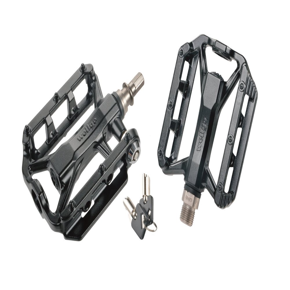 WELLGO QRDII-C231B Aluminum Pedal with One Push Lock Function, Black
