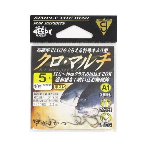 Gamakatsu 67339 Single Hook, A1, Black, Multi, Brown, No. 5, 10 Pieces