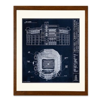 Ballpark Blueprints Ben Hill Griffin Stadium - University of Florida (Framed - Walnut, 18" x 24")
