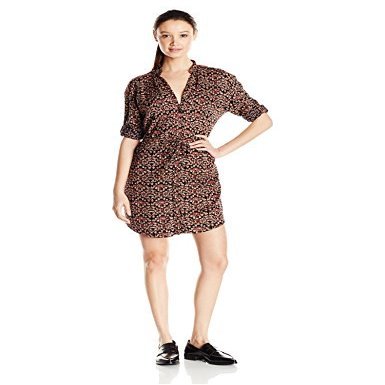 Angie Women's Juniors Button Up Shirt Dress, Black, Small