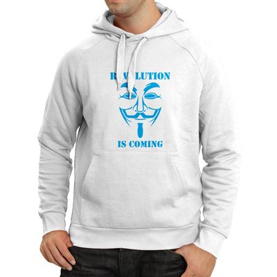 lepni.me Hoodie Sweatshirt The Revolution Is Coming Anonymous Hackers Legion V for Vendetta (X-Large White Blue)