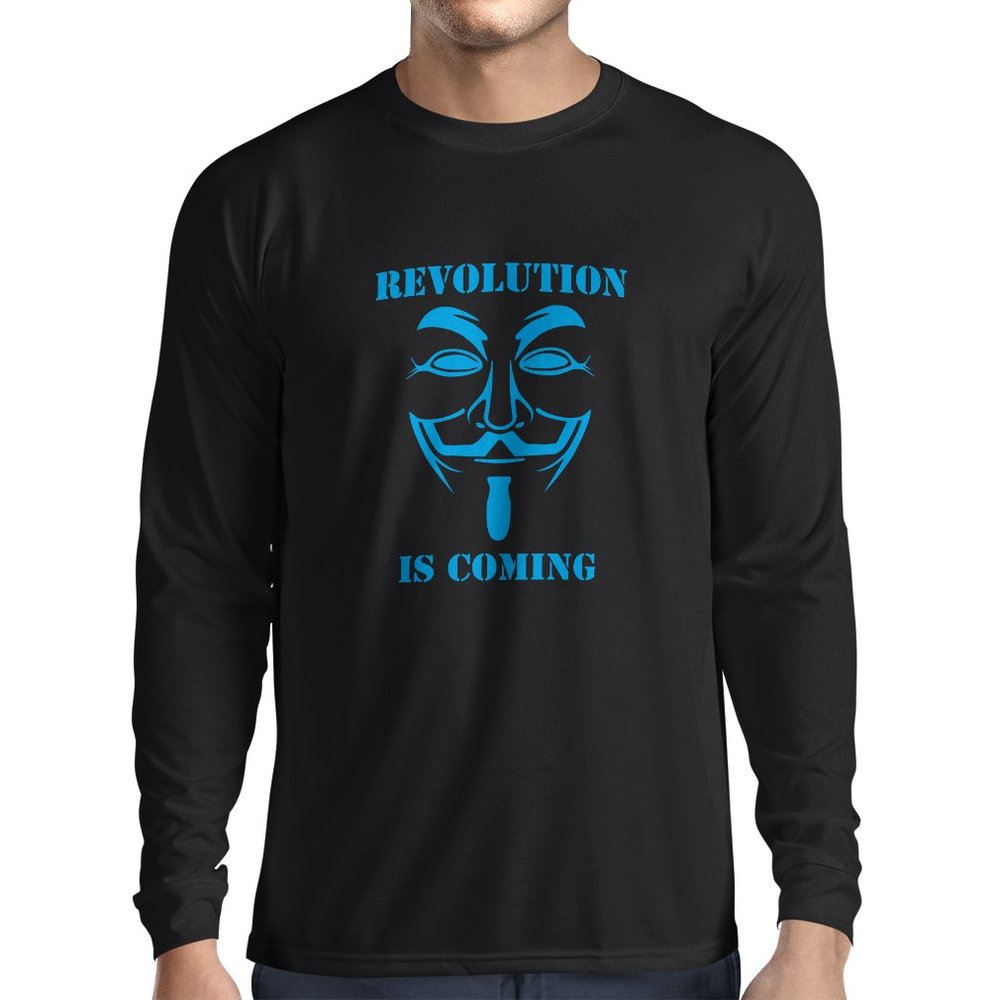 lepni.me Mens T Shirt The Revolution is Coming Anonymous Hackers Legion V for Vendetta (Medium Black Blue)