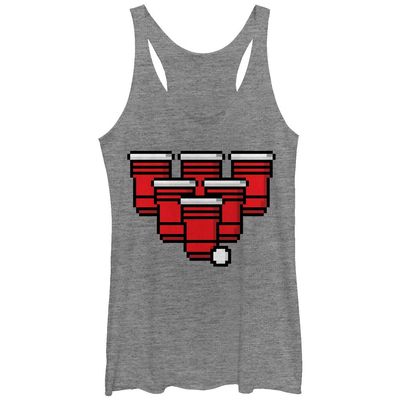 LOST GODS Women's Pixel Pong Racerback Tank Top - Gray Heather - X Large