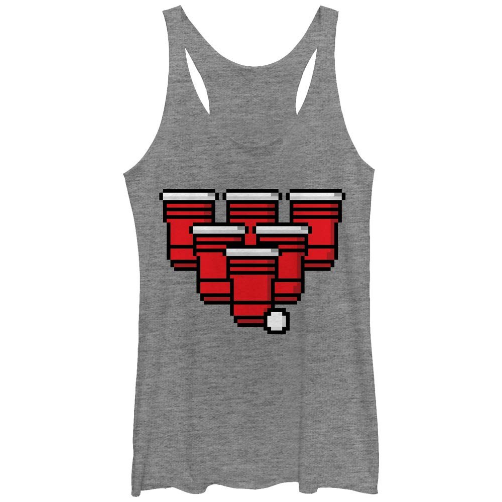 LOST GODS Women's Pixel Pong Racerback Tank Top - Gray Heather - X Large