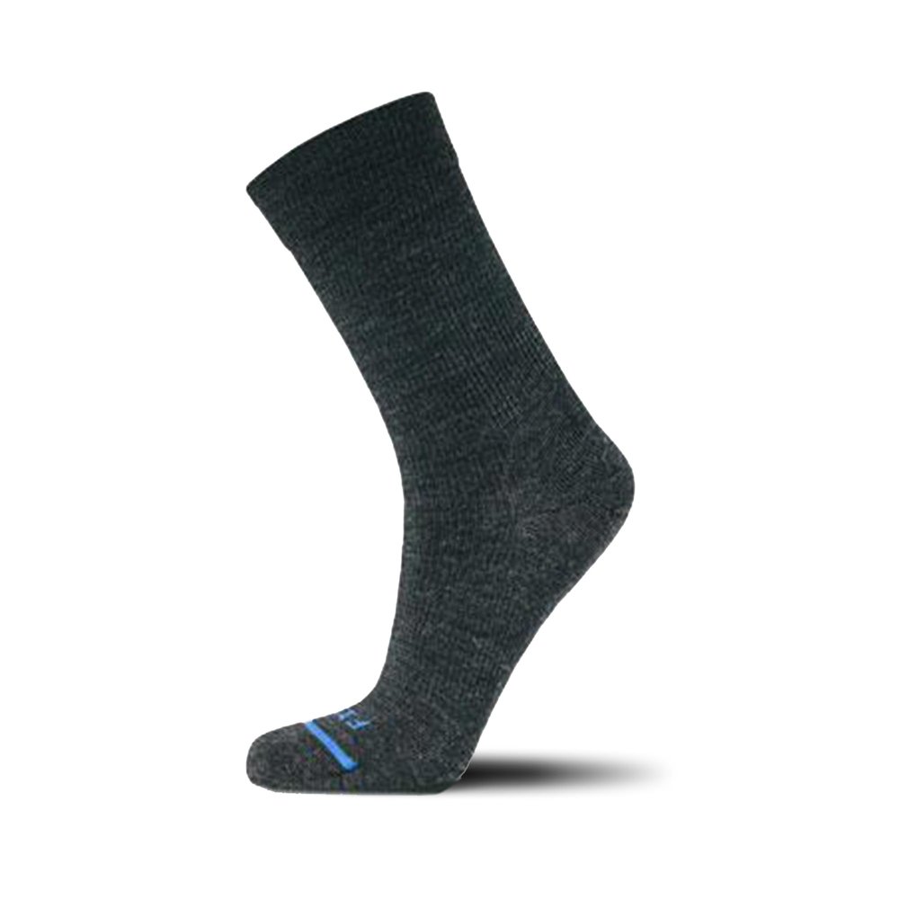 FITS Business Crew Sock, Mens Dress Sock, Made with Fine Merino Wool, Breathable, Odor Resistant, Whole Foot Comfort, Made in USA, Charcoal, X-Large