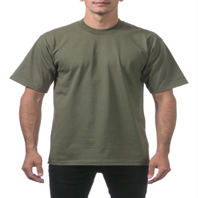 Pro Club Men's Heavyweight Cotton Short Sleeve Crew Neck T-Shirt, Olive, 3X-Large