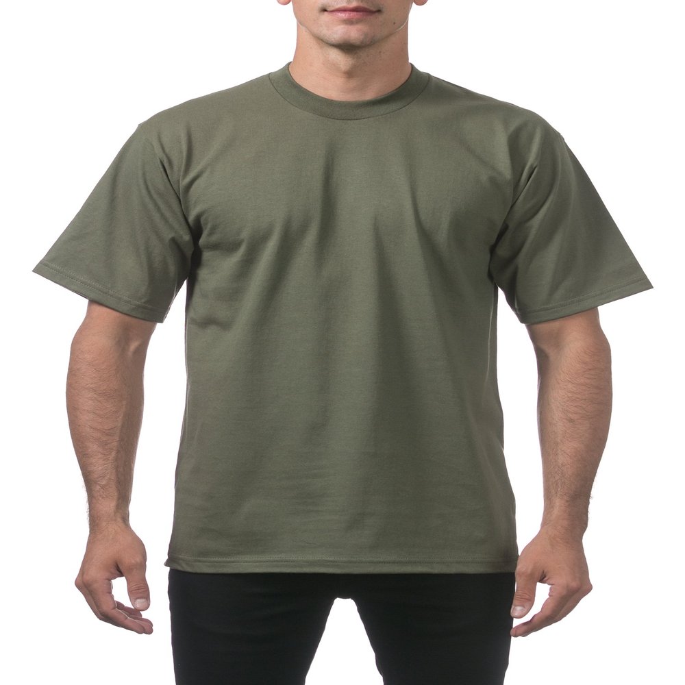 Pro Club Men's Heavyweight Cotton Short Sleeve Crew Neck T-Shirt, Olive, 3X-Large