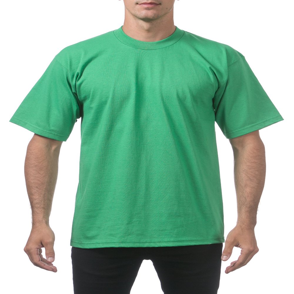 Pro Club Men's Heavyweight Cotton Short Sleeve Crew Neck T-Shirt, Kelly Green, 2XL-Tall