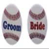 A&T Designs Set 2 Groom Bride Baseball 2.25" Keychains Wedding Bachelorette view 1