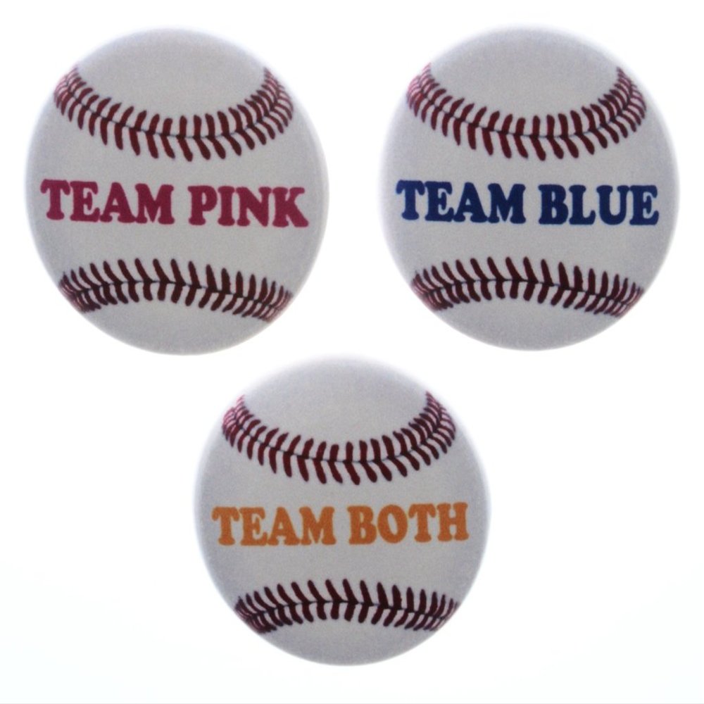 A&T Designs Set 3 Team Pink Blue Both Baseball 2.25" Keychains Gender Reveal