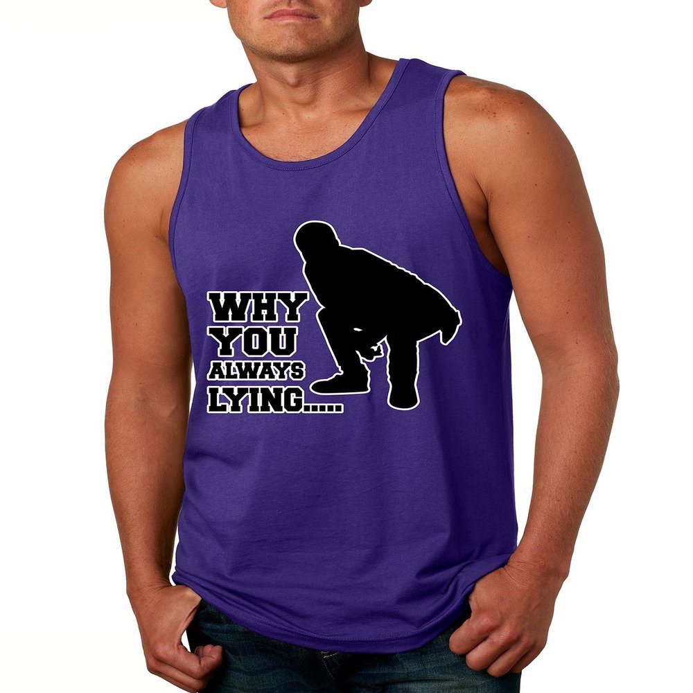 ALLNTRENDS Men's Tank Top Why You Always Lying (S, Purple)