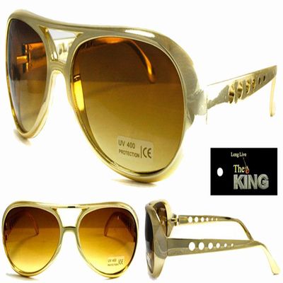 1 Gold Pair Long Live the King Novelty Party Glasses - Costume Dressup Sunglasses for Men or Women